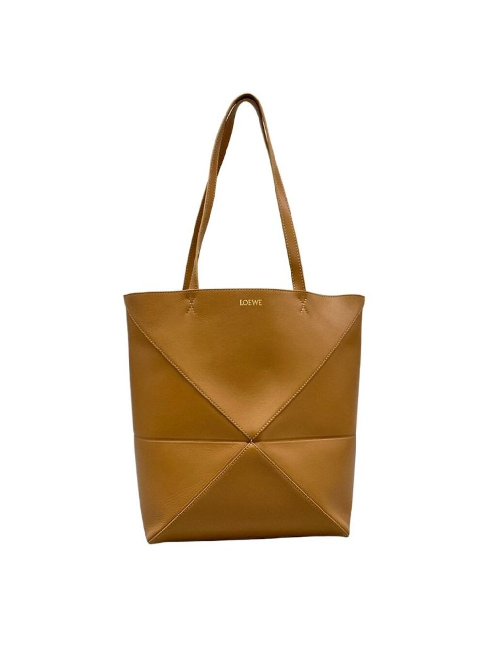 Loewe Tote Bag Puzzle Fold Medium Light Brown Folding